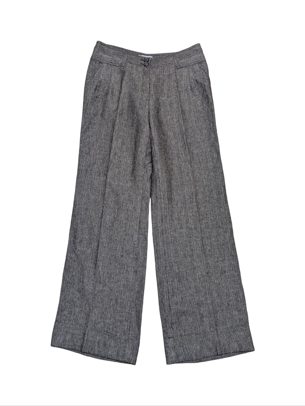 MNG Suit Linen Blend Pleat Front Business Trouser Pants Size 8 Herringbone